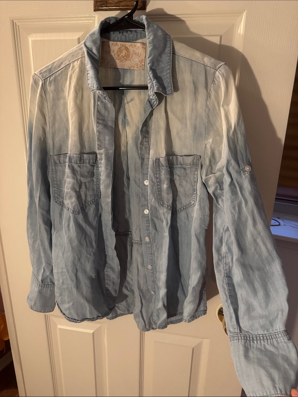 Light Blue Washed Denim-Style Chambray Button down shirt